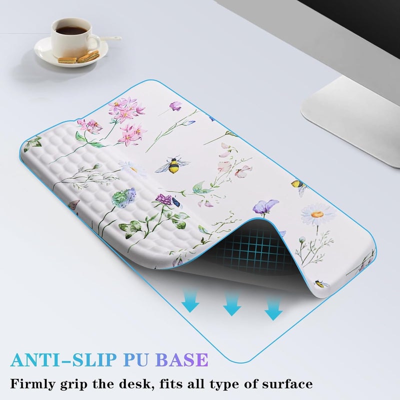 KEPUTAIER Computer Keyboard Stand with Wrist Rest, Ergonomic Tilted Keyboard Holder - Keyboard Riser with Wrist Pad - Keyboard Tray Support for Office Home - Scattered Flowers - Image 4